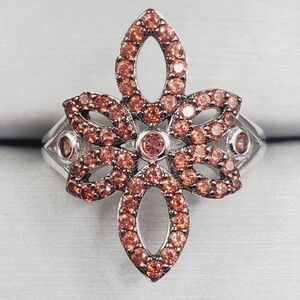 Red Diamond Simulants 925 Sterling Silver Ring